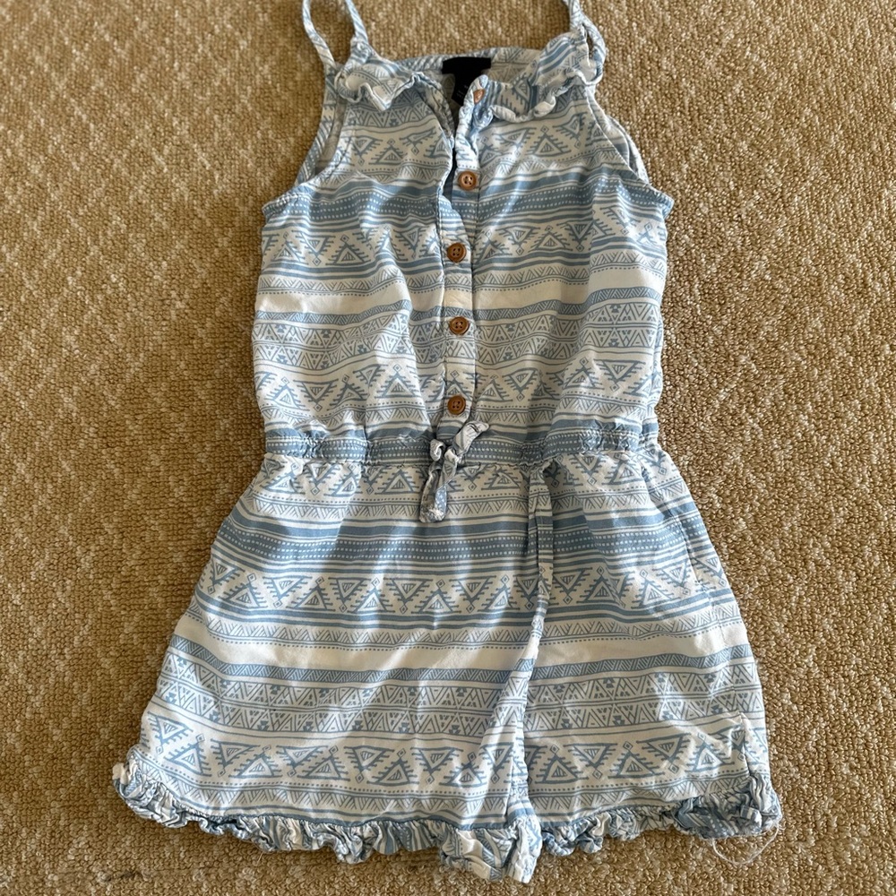 Art Class Blue and White Geometric Romper